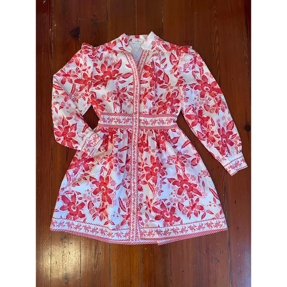 SundayUp Floral Long Sleeve Fit & Flare Mini Dress Women Size M Boho Cottagecore - Picture 2 of 9